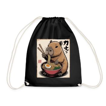 Capybara Ramen Feast - Drawstring Bag - black - Front