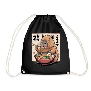 Ramen Capybara Feast - Drawstring Bag - black - Front