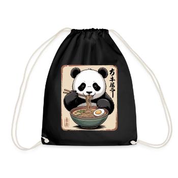 Panda Ramen Feast - Drawstring Bag - black - Front