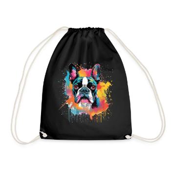Boston Terrier Dog Splash Art Farbige - Turnbeutel - Schwarz - Vorne