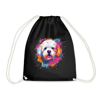 Bichon Fris Bunte Hundesplash-Kunst - Turnbeutel - Schwarz - Vorne