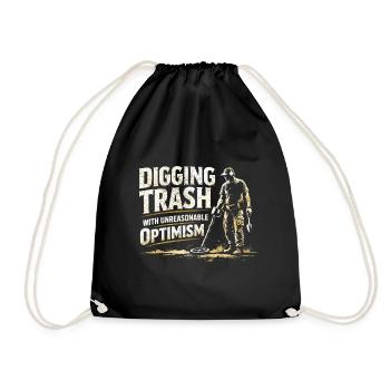 Digging with optimism | Probing Metal Detector - Drawstring Bag - black - Front