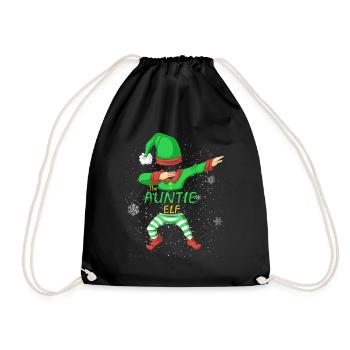 Auntie Elf Family Christmas Shirt - Drawstring Bag - black - Front
