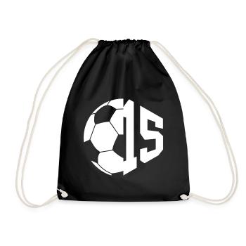 NR. 15 FUßBALLER NUMMER 15 FUßBALL 15. GEBURTSTAG - Turnbeutel - Schwarz - Vorne