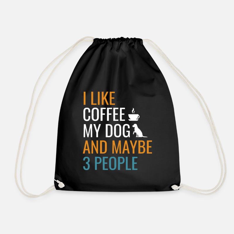 Coffee Dog And Maybe 3 People - Drawstring Bag - black