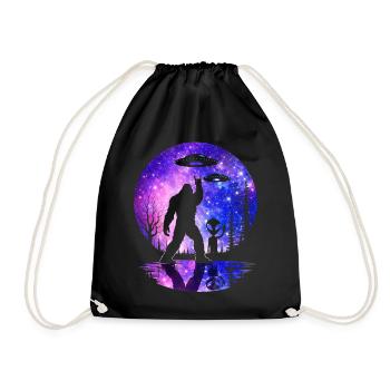 Bigfoot Alien Rock sur la Lune Shield Sasquatch Yeti - Sac de sport léger - noir - Devant