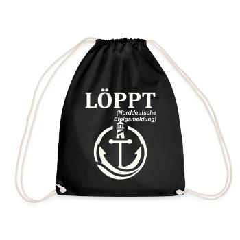 LÖPPT Norddeutscher Humor Spruch lustig - Turnbeutel - Schwarz - Vorne