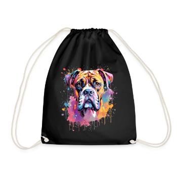 Boxer Colorful Dog Splash Art - Drawstring Bag - black - Front