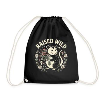 Opossum Flowers Forest Art - Drawstring Bag - black - Front