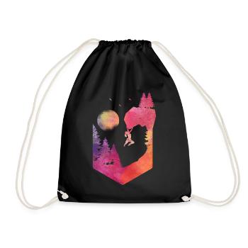 Climber Bouldering Watercolor Sunset - Drawstring Bag - black - Front