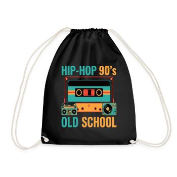 Hip Hop 90s Old School Cassette Retro - Drawstring Bag - black - Front