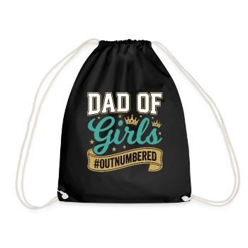 Dad of Girls Dad Saying Girl Gift - Drawstring Bag - black - Front