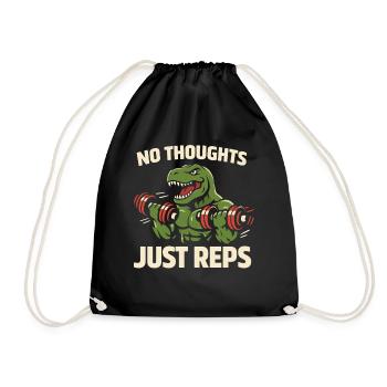 Emo Dinosaur Funny Gym Sad Workout Lifting - Drawstring Bag - black - Front