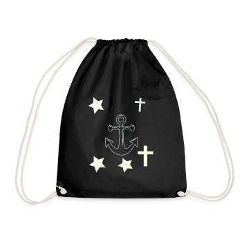 Anchors, stars and crosses - Drawstring Bag - black - Front