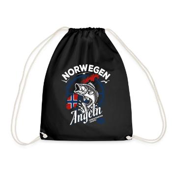 Norwegen Angeln Tour 2026 - Angler Geschenk - Turnbeutel - Schwarz - Vorne