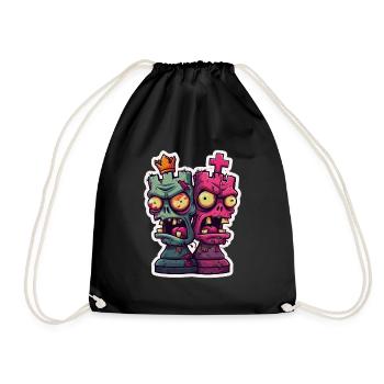 Schach Zombie Figuren Design für Männer Geschenk - Turnbeutel - Schwarz - Vorne