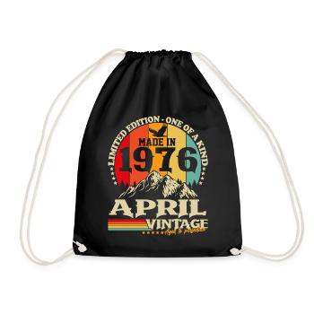 Vintage avril 1976 Vintage Rétro Anniversaire - Sac de sport léger - noir - Devant