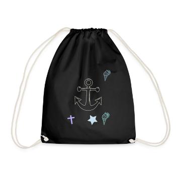 Maritim Anker Kreuz Eiscrem - Drawstring Bag - black - Front