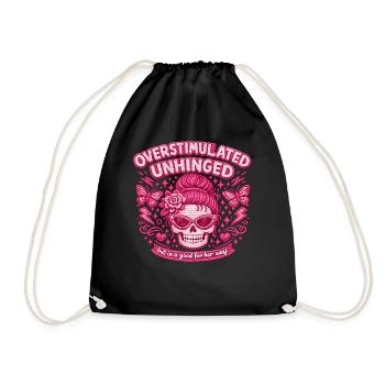Überreizter Schädel Rosa Overstimulated Unhinged - Turnbeutel - Schwarz - Vorne