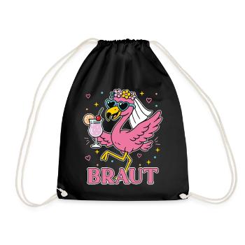 Braut Junggesellinnenabschied Flamingo Team - Turnbeutel - Schwarz - Vorne