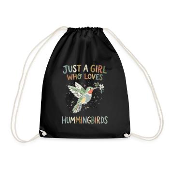 Just a Girl Who Loves Hummingbirds - Drawstring Bag - black - Front