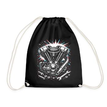 Motorcycle Engine Screwdriver Tuning Design - Drawstring Bag - black - Front