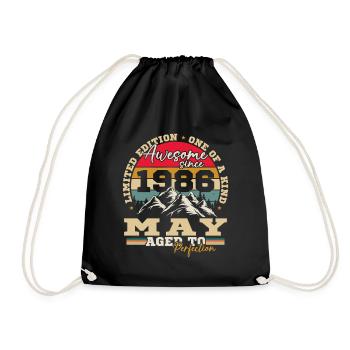 Mai 1986 Vintage-Geburtstagsgeschenk - Turnbeutel - Schwarz - Vorne