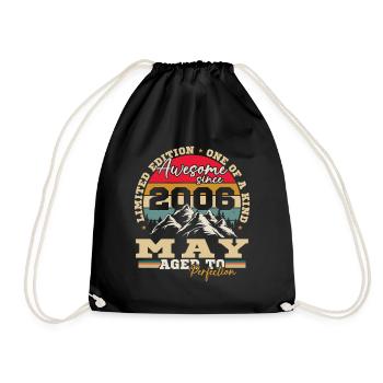 Mai 2006 Vintage-Geburtstagsgeschenk - Turnbeutel - Schwarz - Vorne