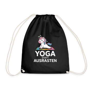  Yoga Statt Ausrasten Einhorn Yoga Motiv Für - Turnbeutel - Schwarz - Vorne