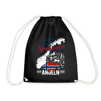Norwegen Angeln Tour 2026 - Angler Geschenk - Turnbeutel - Schwarz - Vorne
