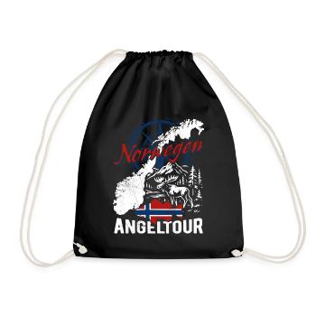Norway Fishing Trip - Angler Gift - Drawstring Bag - black - Front