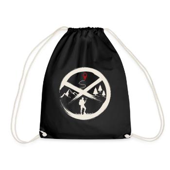 Geocaching Hiker Nature Map Pin Art - Drawstring Bag - black - Front