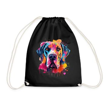 Colorful Splash Art Great Dane Dog - Drawstring Bag - black - Front