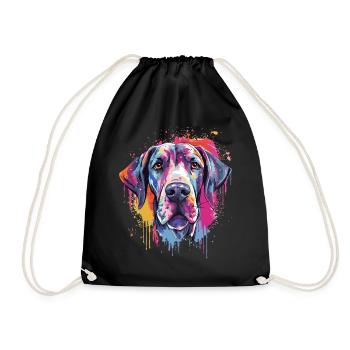 Art coloré éclaboussuré de chien en grand dogue - Sac de sport léger - noir - Devant