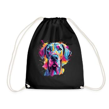 Bunter Dogge Splash Art Hund - Turnbeutel - Schwarz - Vorne
