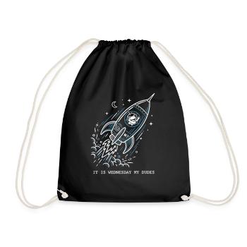 It Is Wednesday My Dudes Space Frog Astronaut Meme - Drawstring Bag - black - Front