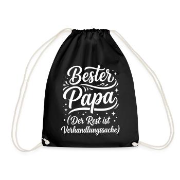Bester Papa Geschenk Spruch Humor - Turnbeutel - Schwarz - Vorne