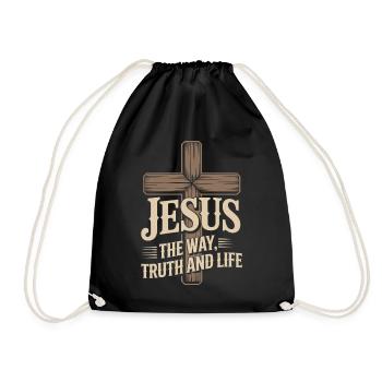 Jesus Der Weg, Wahrheit Und Leben - Turnbeutel - Schwarz - Vorne