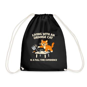 Orange Cat Chaos Funny Cat Orange Tabby Meme - Drawstring Bag - black - Front