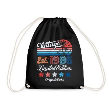1986 Vintage Birthday Gift 40th Birthday 40 Years - Drawstring Bag - black - Front