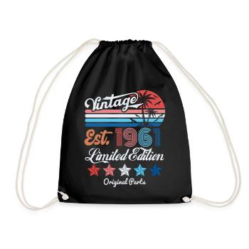1961 Vintage Birthday Gift 65th Birthday 65 Years - Drawstring Bag - black - Front
