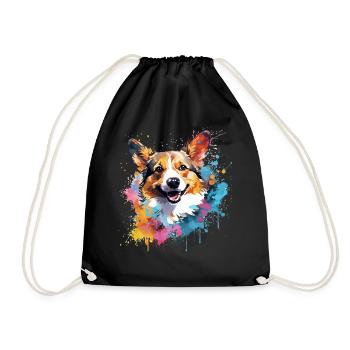 Art éclaboussé de chien corgi gallois de Pembroke coloré - Sac de sport léger - noir - Devant