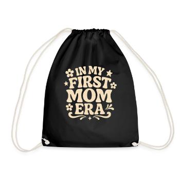 First Mother's Day Mom Gift Idea Family Groovy - Drawstring Bag - black - Front