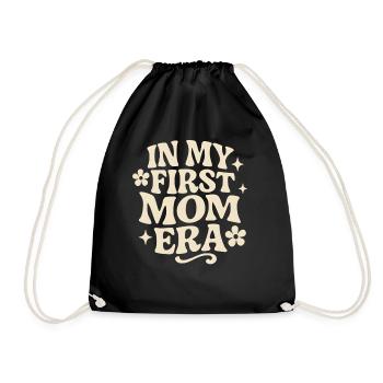 First Mother's Day Mom Gift Idea Family Groovy - Drawstring Bag - black - Front