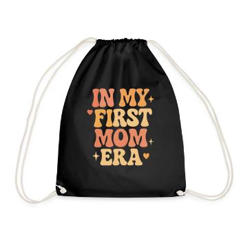 First Mother's Day Mom Gift Idea Family Groovy - Drawstring Bag - black - Front