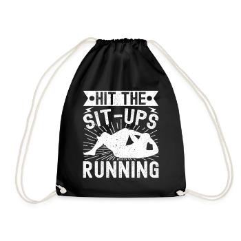 Gym Junkies Hit The Sit-Ups Running Calisthenics - Drawstring Bag - black - Front