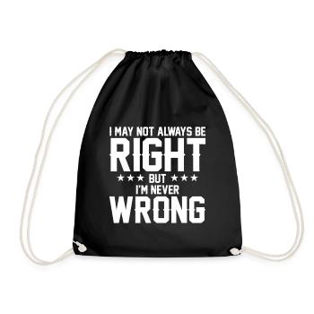 Never Wrong Bold Quote Graphic Tee - Drawstring Bag - black - Front