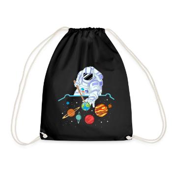Astronaut Space Billiards Shirt - Drawstring Bag - black - Front