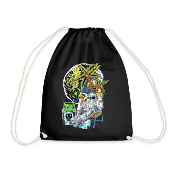 Astronaut Moon Vacation Shirt - Drawstring Bag - black - Front