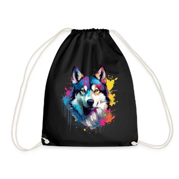 Art coloré éclaboussé de Husky de chien - Sac de sport léger - noir - Devant